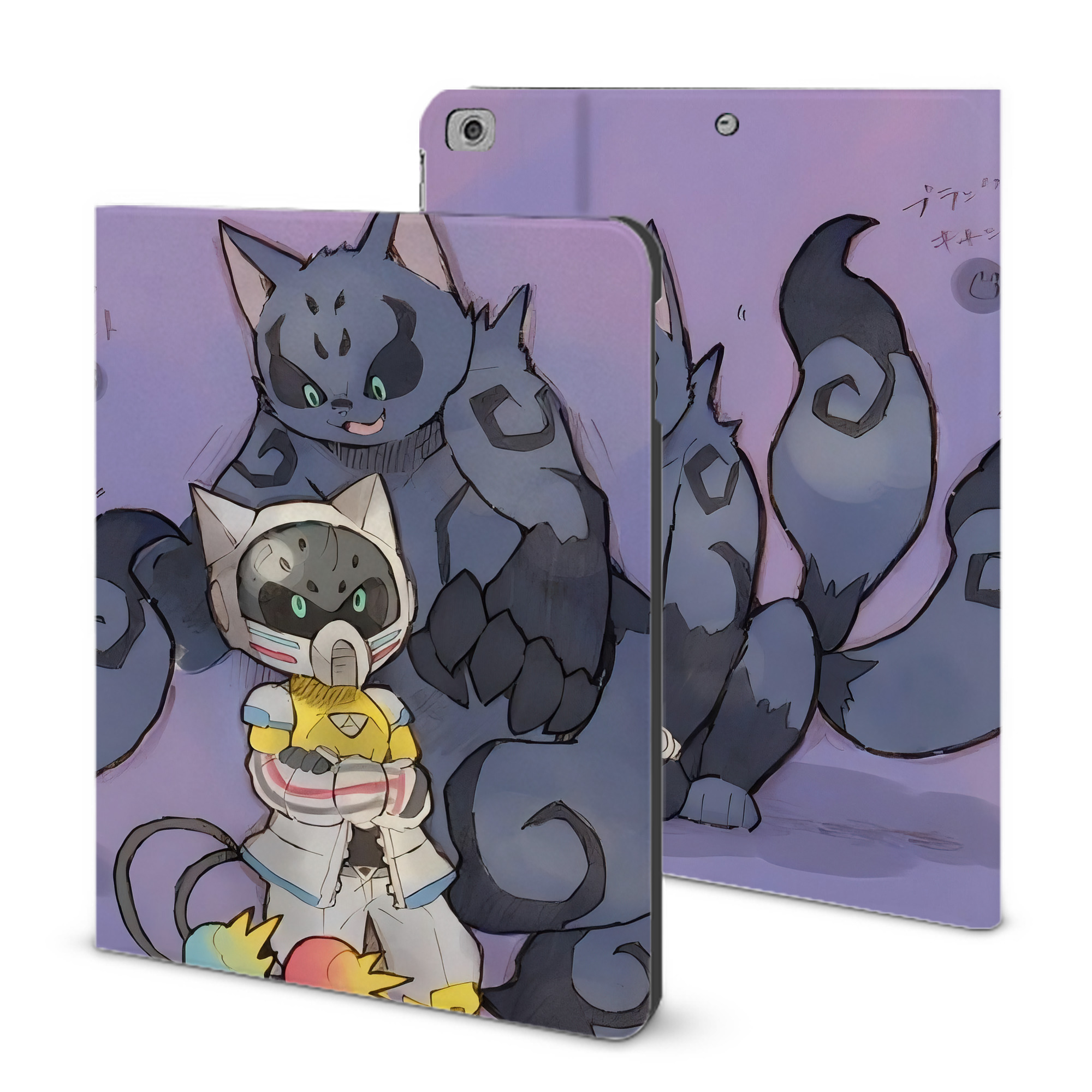 （画像用） 妖怪ウォッチ Yo-kai Watch IPad ケース ブック型 PUレザー TPU 耐衝撃 軽量 薄型 ペン収納なし 全面保護 IPad 各モデル対応